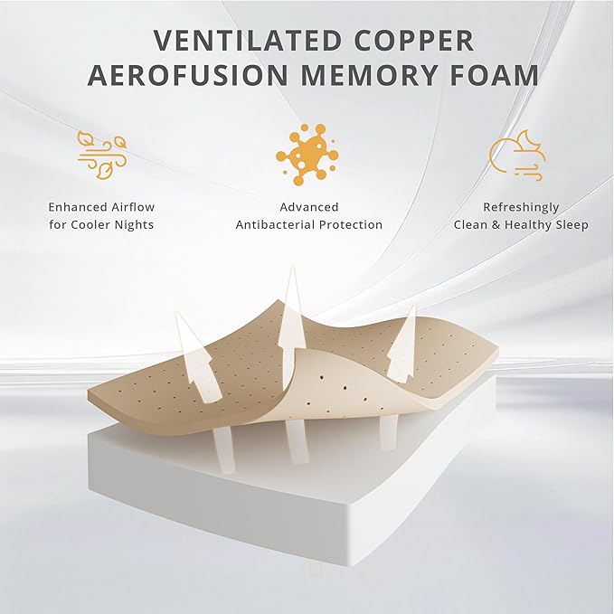 14 Inch Firm Cal King Mattress in a Box, Copper Memory Foam Mattress with Cooling Cover, Relieving Pressure & Back Pain, Fiberglass-Free, CertiPUR-US Certified, Foam Made in USA, 72"x84"x14"