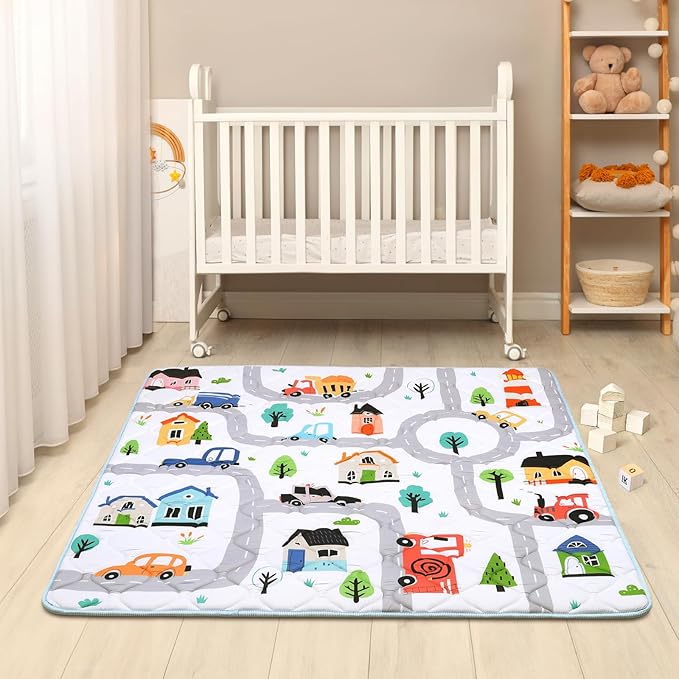 Baby Play Mat for Floor 50 * 50 inch, Extra Thick Soft Cushioning Foam Mat for Kids, Non Slip & Washable Crawling Mat for Toddler, Padded Play Mat for Baby Tummy Time