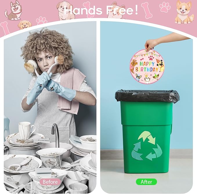 96pcs Kids Birthday Party Disposable Tableware Set Pink Pet Dog Pattern for 24 Guests Party Supplies Round Plates（Include Plates, Cups and Napkins）
