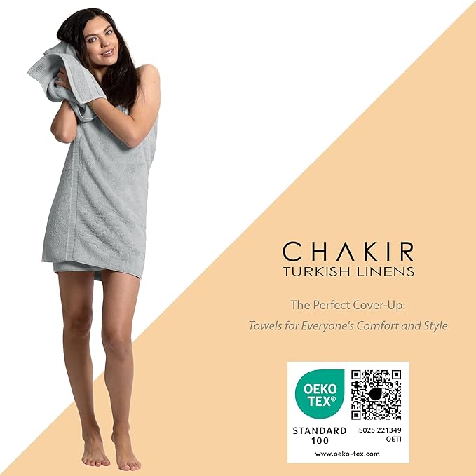 Chakir Turkish Linens Premium Cotton Absorbent Turkish Towels (Bath Towel - Set of 4, Silver Gray)