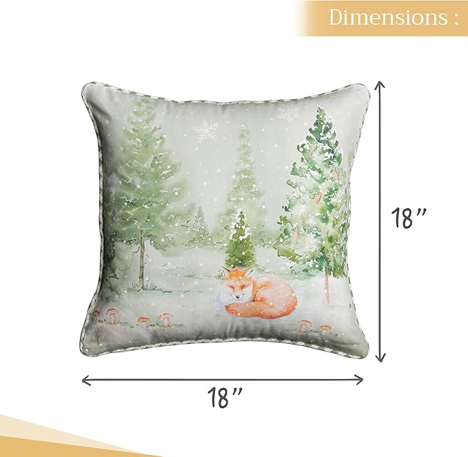 Maison d' Hermine Decorative Pillow Covers 18 x 18 Inch Square 100% Cotton Throw Pillow Covers with Invisible Zipper Cushion Case for Living Room Couch, Chair, Sofas, Bedroom, Home (Winter Mornings)