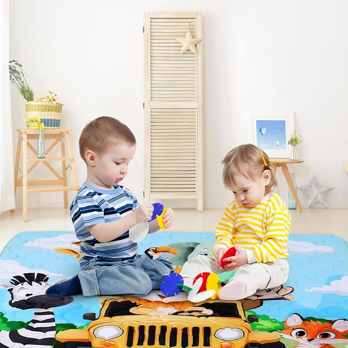 Baby Play Mat, Toodler Floor Mat 50 x 50 inch, Extra Thick Foam Non-Slip Washable,Crawling Cushion for Tummy Playing