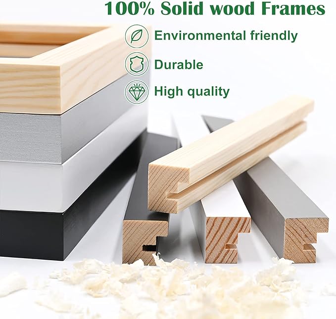 KINLINK 5x7 Picture Frame White, Solid Wood Frames with Acrylic Plexiglass for Pictures 4x6 With Mat or 5x7 Without Mat,Tabletop and Wall Display Photo Frame Set of 4