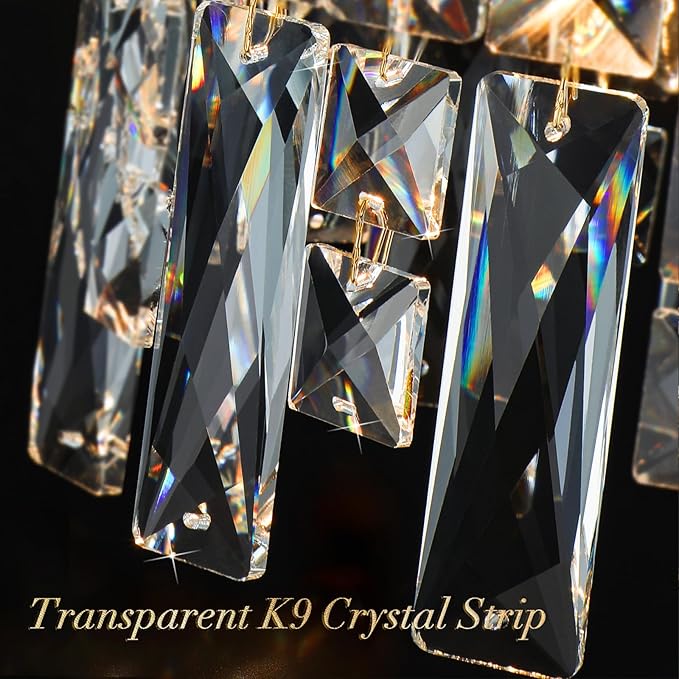 6 Light Gold Crystal Chandelier | Modern Crystal Chandeliers for Dining Room Light Fixture | Luxury Ceiling Pendant Lighting for Living Room | Bedroom | Entryway | Foyer | Staircase | Barthroom