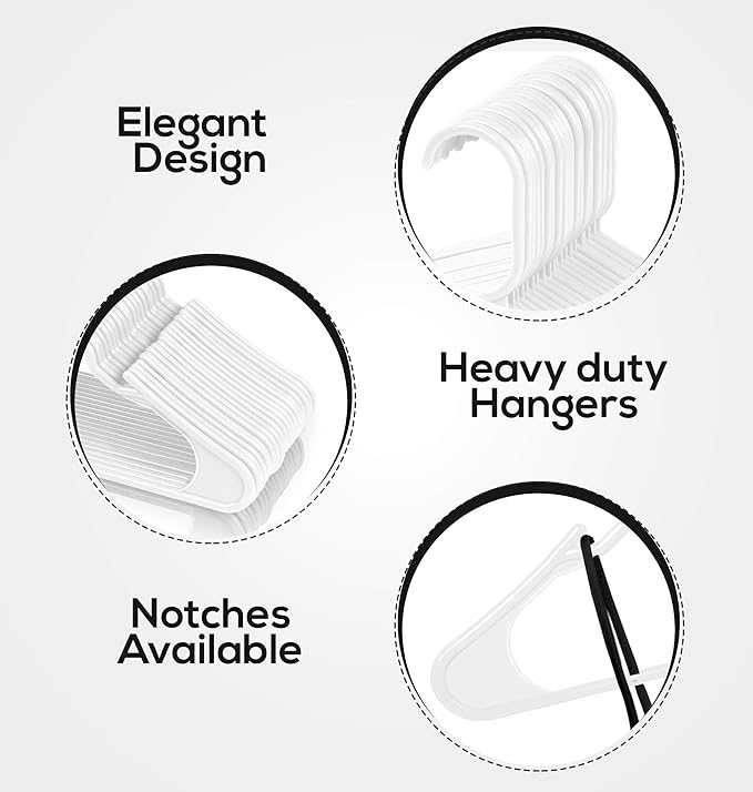Utopia Home Plastic Hangers 200 Pack - Perfect Space Saving Clothes Hanger - Durable and Strong - Perfect Closet Organizers with Shoulder Grooves (White)