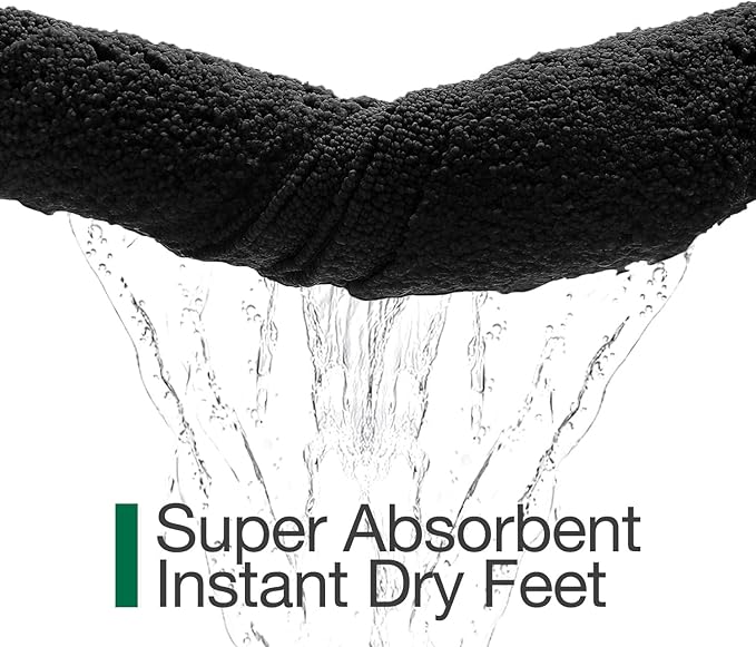 LUMI Ultra Soft Bathroom Rugs Non Slip with Rubber Backing, Absorbent Washable Bath Mat Quick Dry, Upgraded Premium Microfiber Plush Carpet for Bathtub and Shower Floor, Black, 24x36
