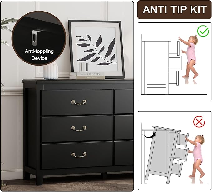 Farmhouse Dresser for Bedroom, Dressers & Chests of Drawers with Large Drawer, Wooden Tall Rustic Dresser for Bedroom