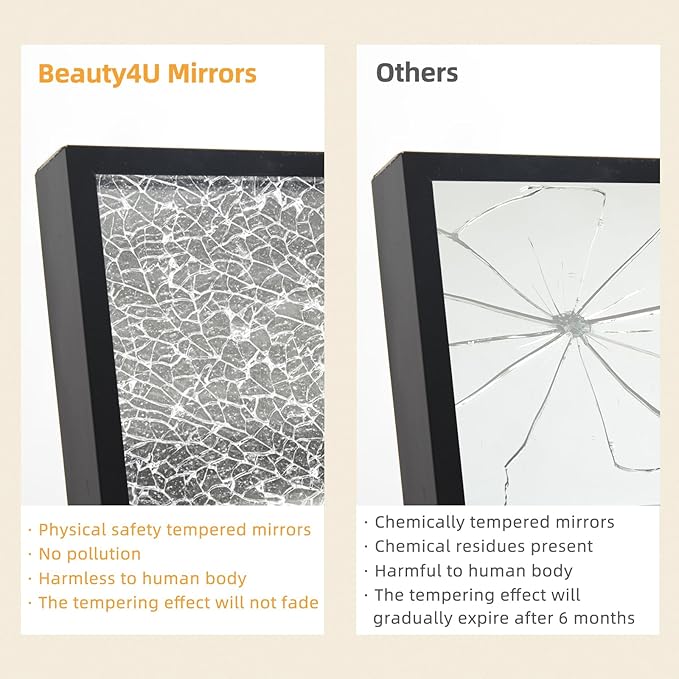 Beauty4U 79" x 39" Large Full Length Mirror with Stand, Metal Frame Black Wall Mounting Full Body Tempered Mirror for Living Room, Bedroom