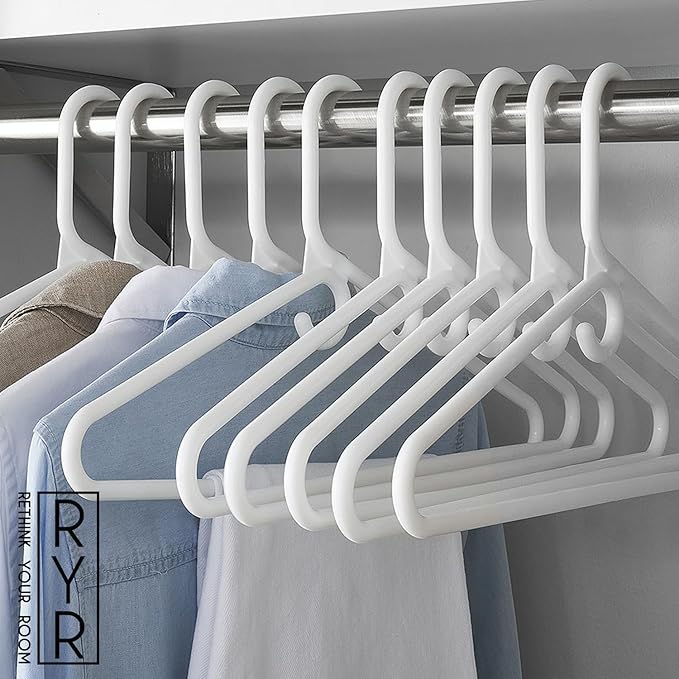 Clothes Hangers 30 Pack Plastic - Heavy Duty Space Saving Coat, Velvet Hangers, Pant Hangers for Closet Organization - Durable Non-Slip, White Wardrobe Essentials Bulk Storage