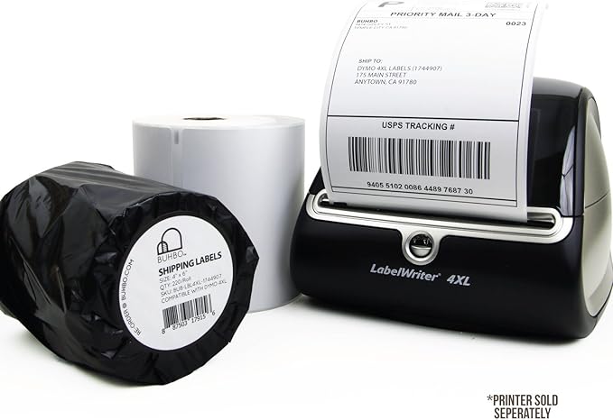 Buhbo Compatible with DYMO LabelWriter 4XL 4" x 6" Shipping Label 1744907, White (20 Pack / 220 Labels Per Roll)