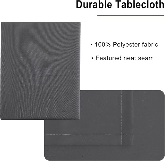 Hiasan Gray Rectangle Tablecloth - Waterproof Spillproof and Wrinkle Resistant Washable Polyester Table Cloth for Dining Party, 90 x 90 inch
