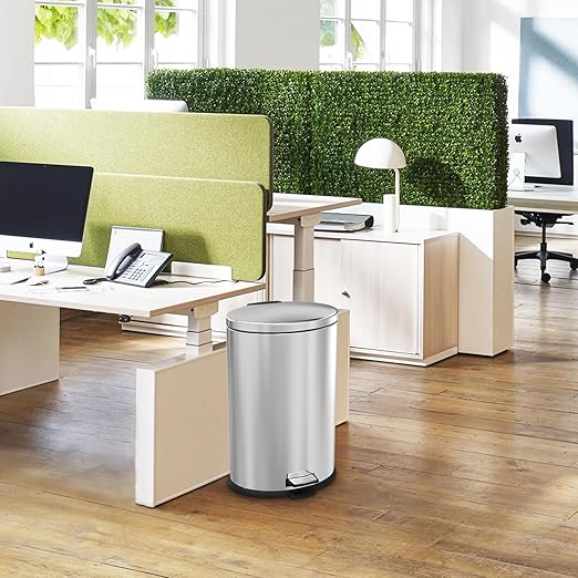 Kitchen Trash Can with Lid - 10.5Gallon/40L Oval Stainless Steel Trash Can with Removable Inner Liner and Lid Soft Close, Foot Pedal Garbage can for Home Office,Fingerprint Proof Silver