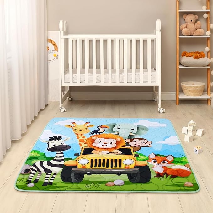 Baby Play Mat, Toodler Floor Mat 50 x 50 inch, Extra Thick Foam Non-Slip Washable,Crawling Cushion for Tummy Playing