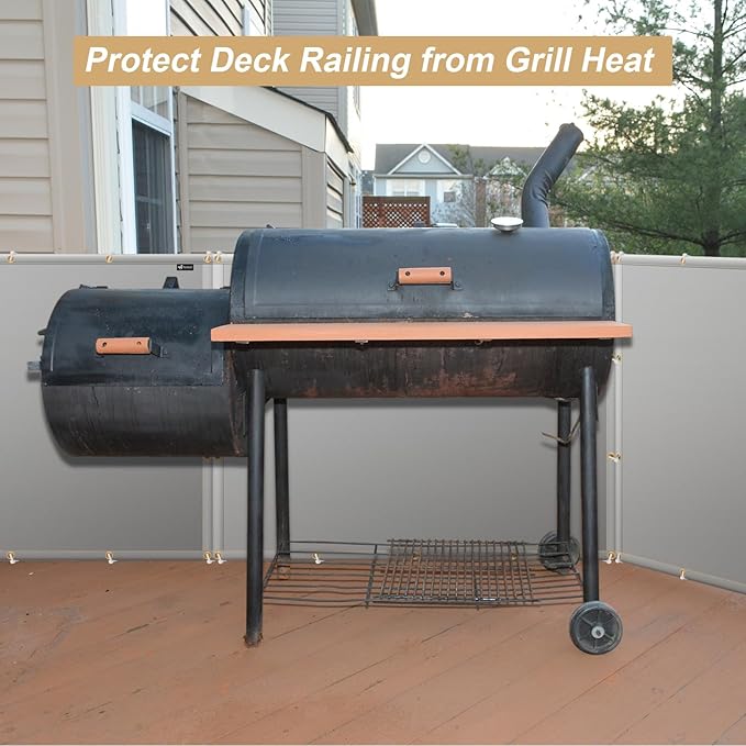 Heat Shield for Wall Behind Grill, 10'X3' Outdoor Grill Heat Shield Mat Grey Fireproof Fence Cover and Screen Heavy Duty BBQ Wall Protector Deck Railing Protection from Grill