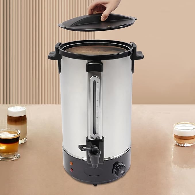 Electric Hot Water Dispenser 160 Cups Commercial Coffee Percolator & Beverage Dispenser w/Temperature Control, Stainless Steel Coffee Urn for Coffee & Tea