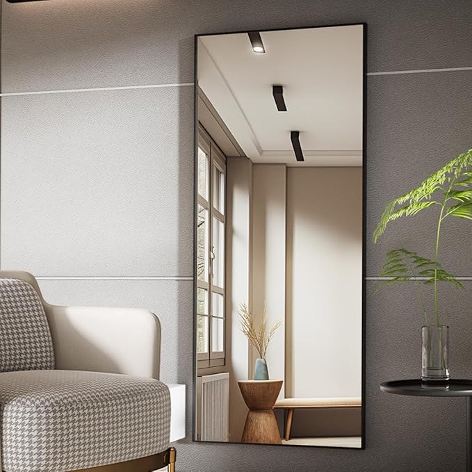 Koonmi 71"x26" Mirror Full Length, Standing Hanging or Leaning Against Wall Floor Mirrors, Full Body Floor Mirror for Bedroom Living Room, Black