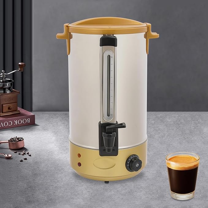 Electric Hot Water Dispenser 160 Cups Commercial Coffee Percolator & Beverage Dispenser w/Temperature Control, Stainless Steel Coffee Urn for Coffee & Tea