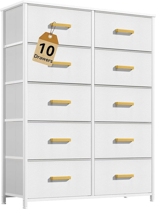 DWVO 10 Drawers Dresser, Fabric Dresser, Fabric Storage Tower, Organizer Unit for Bedroom, Living Room, Hallway, Closets