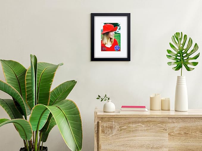 RPJC 8x10 inch Picture Frame Made of Solid Wood and High Definition Glass Display Pictures 5x7 with Mat or 8x10 Without Mat for Wall Mounting Photo Frame White