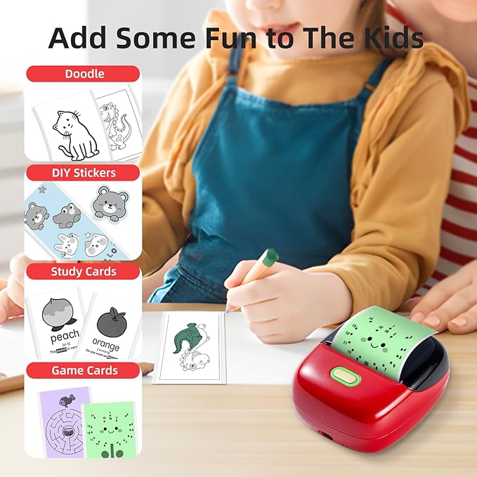 ORGSTA S002 Sticker Printer - Mini Printer Portable Thermal Sticker Maker, Bluetooth Print Pod Inkless Label Maker for Photos, Journal, Receipts, DIY Creation