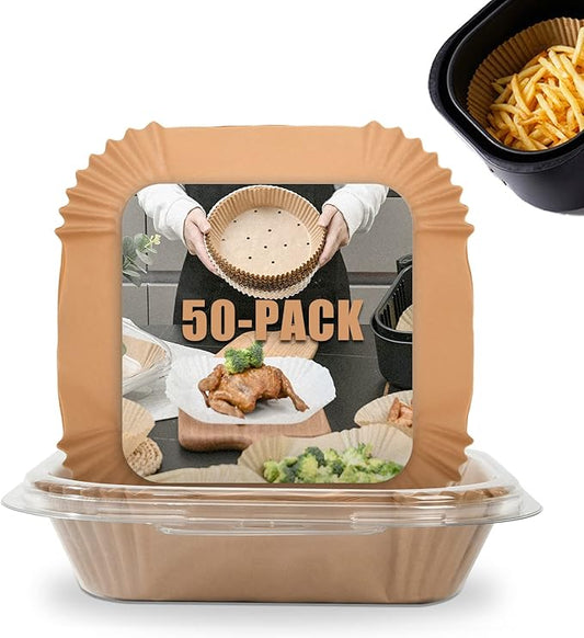 [3-Size] Air Fryer Disposable Paper Liner Square Compatible with COSORI and Ninja Air Fryer Toaster Oven, Non-stick Air Fryer Parchment Paper Baking Accessories