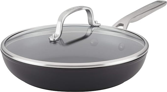 KitchenAid Hard Anodized Induction Nonstick Fry Pan/Skillet with Lid, 10 Inch, Matte Black