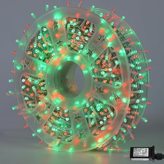 QITONG 500 LED String Lights Clear Wire Red and Green Led