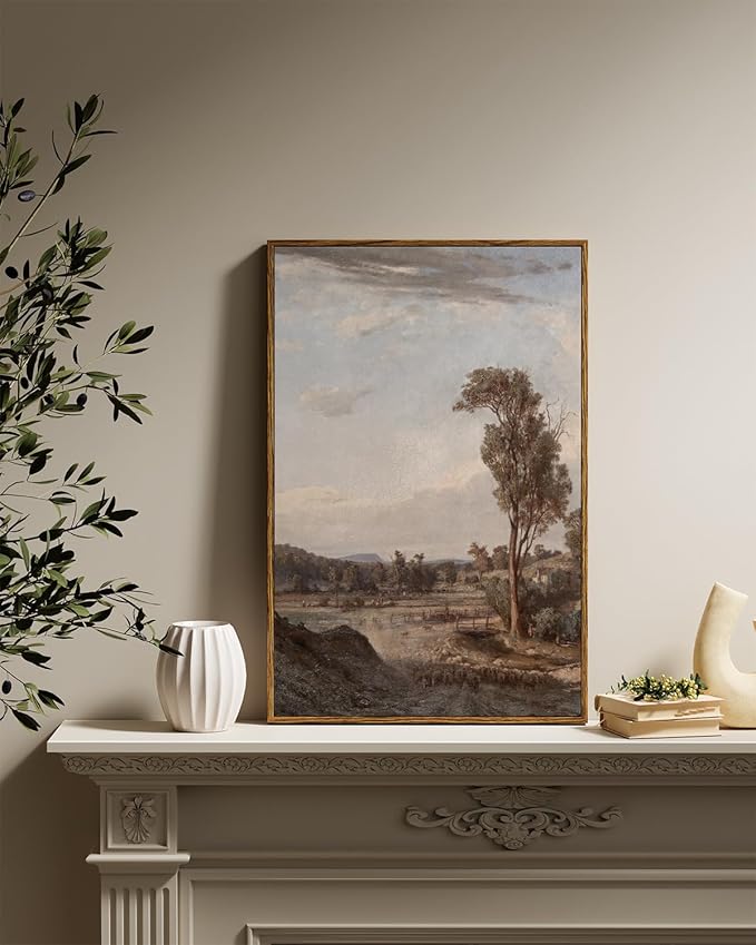 InSimSea Framed Wall Art for Living Room Classical Landscape Canvas Prints Room Decor Rustic Countryside Scenery Artworks Bathroom Pictures Wall Decorations Farmhouse Office Home Wall Decor 16x24in