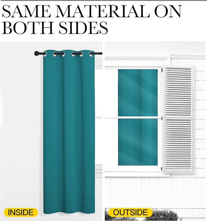 NICETOWN Room Darkening Curtains 68 inch Length 2 Panels, Thermal Insulated Grommet Blackout Curtains for Modern Casual Elegant Bedroom Kids Room Theme Decoration (Peacock Teal, 2 Pieces, W42)
