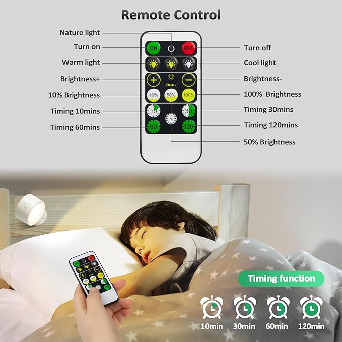 LED Wall Sconces 3 Pcs with Remote, Wall Mounted Lights Rechargeable Battery Operated, 3 Color Temperatures & Dimmable Wall Lamp Magnetic 360° Rotation Wireless Light for Bedroom Living Room