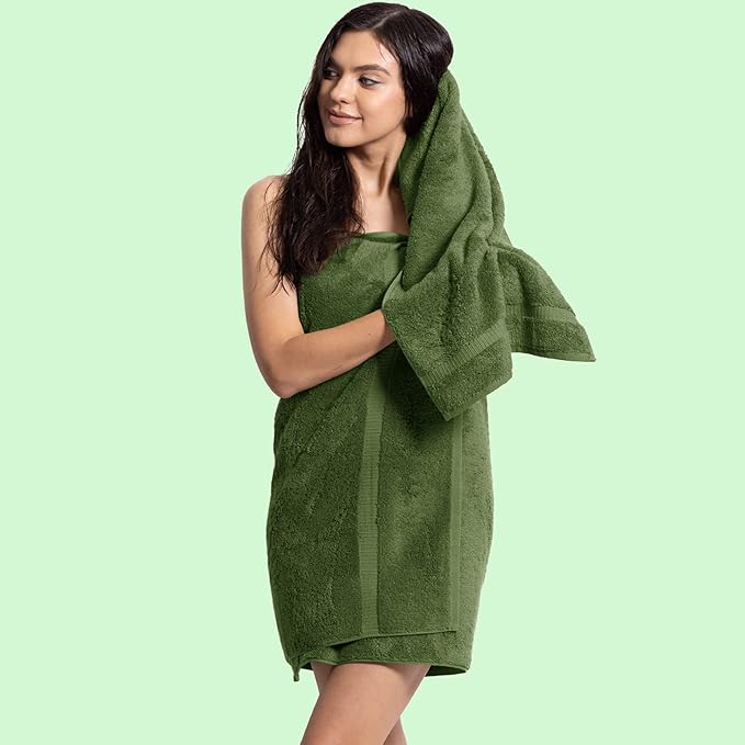 Chakir Turkish Linens 100% Cotton Premium Turkish Towels for Bathroom | 30'' x 60'' Large Bath Towels (4 Piece, Moss)