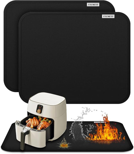 2pack Heat Resistant Mat for Countertop, 15x18in Hot Pads for Kitchen Countertop Protector,Silicone Heat Resistant Mat for Air Fryer, Deep Fryer, Oven