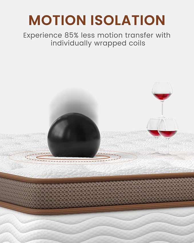 BedStory Queen Mattress - 14 Inch Breathable Hybrid Mattress with 2.0mm Advanced Pocket Spring - Extra Spinal Support and Motion Isolation, CertiPUR-US, 365-Night Trial