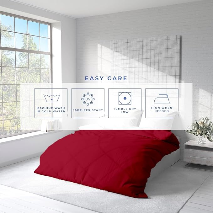 Kotton Culture 120"x98" 3 Pc Oversized King Duvet Cover Set 100% Egyptian Cotton - 600 TC Comforter Cover, Zipper Closure & Corner Ties - Fits Large King Inserts (Oversized King,Red Burgundy)