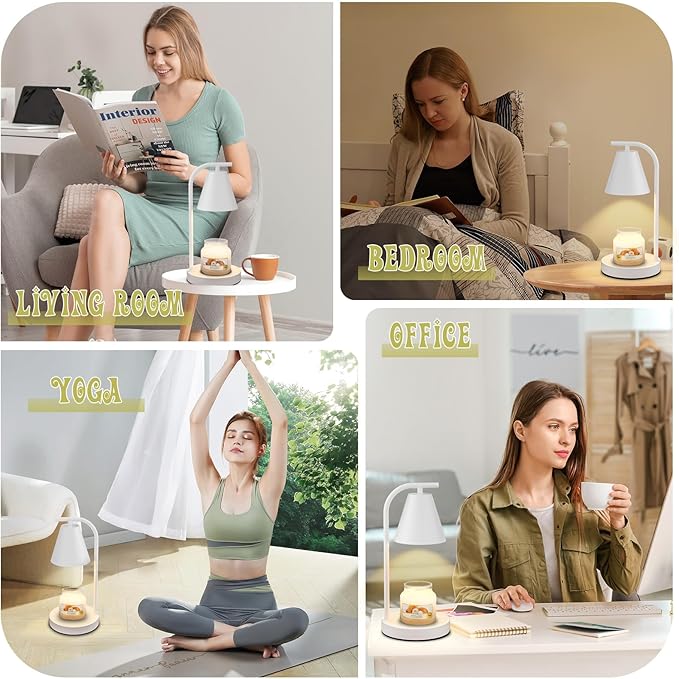 White Candle Warmer with Timer - Electric Candle Lamp for Scented Wax with 2 Bulbs - House Warming Gifts for Women