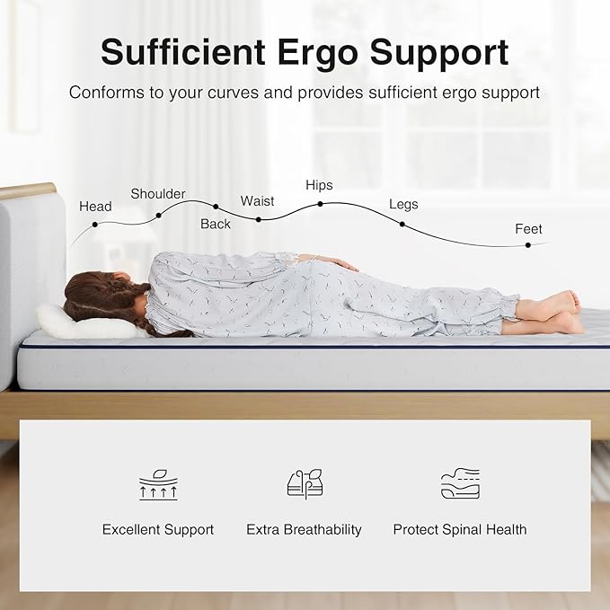 Novilla 6 Inch Twin Mattress for Kids， Bonnell Spring Mattresses for Spine Support, Twin Mattress in a Box with Cooling Adaptive Foam- Medium Feel Certipur-Us Certified (Ideal for Youth/Guest Rooms)