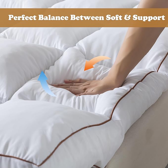 WhatsBedding 3 Inch Memory Foam Mattress Topper Full Size for Back Pain, 1700GSM Fluffy Shredded Memory Foam Filled Pillow Top, Extra Soft Bed Topper, Thicked Down Alternative-Lined, 54x75in