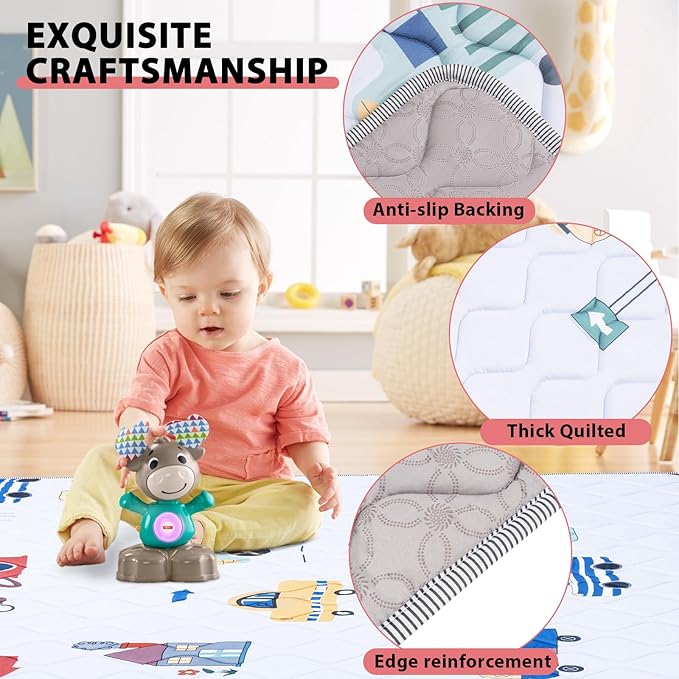 Baby Play Mat, Soft Baby Floor Mat, 71’’ x 59’’ Thicker Foam Play Mat Foldable Baby Playpen Mat Crawling Mat for Babies, Toddlers, Car Design
