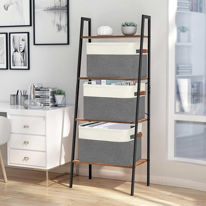 GhvyenntteS Large Fabric Storage Baskets for Shelves with Metal Frame Opening & Hard Bottom Board, Collapsible Fabric Storage Bins for Shelves with Handles (15x11x9.6 Inch, 6 Pack, Grey)
