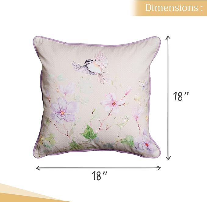 Maison d' Hermine Decorative Pillow Covers 18 x 18 Inch Square 100% Cotton Throw pillow Covers with invisible Zipper Cushion Case for Living Room Couch, Chair, Sofas, Bedroom, Home (Magnolia Mornings)