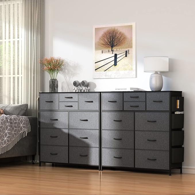 Lulive Dresser for Bedroom with 10 Drawers, Chest of Drawers Fabric Storage Tower, Organizer Unit for Living Room, Hallway, Closet
