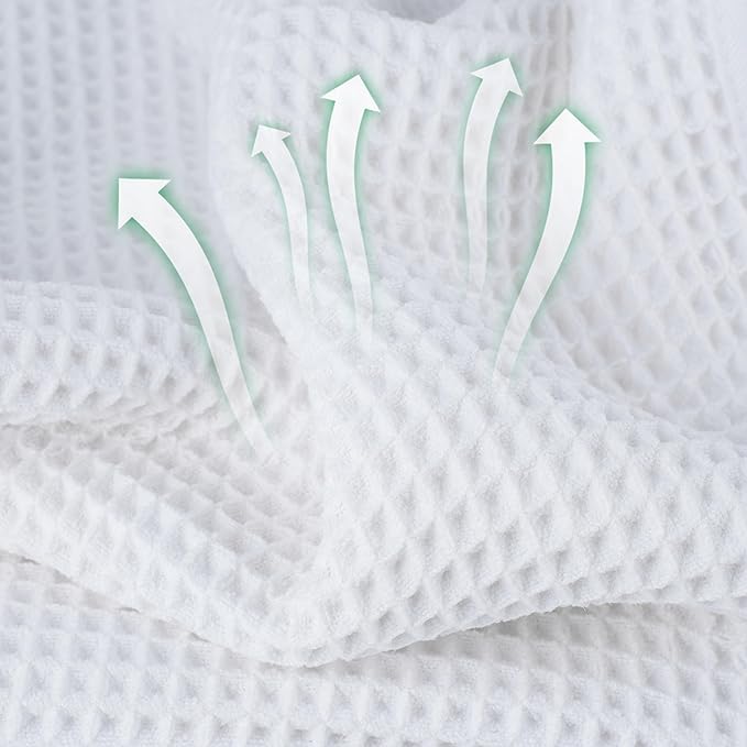 Microfiber Waffle Bath Towels, 4 Pieces, Soft, Absorbent, Fast Drying, Lint Free (White)