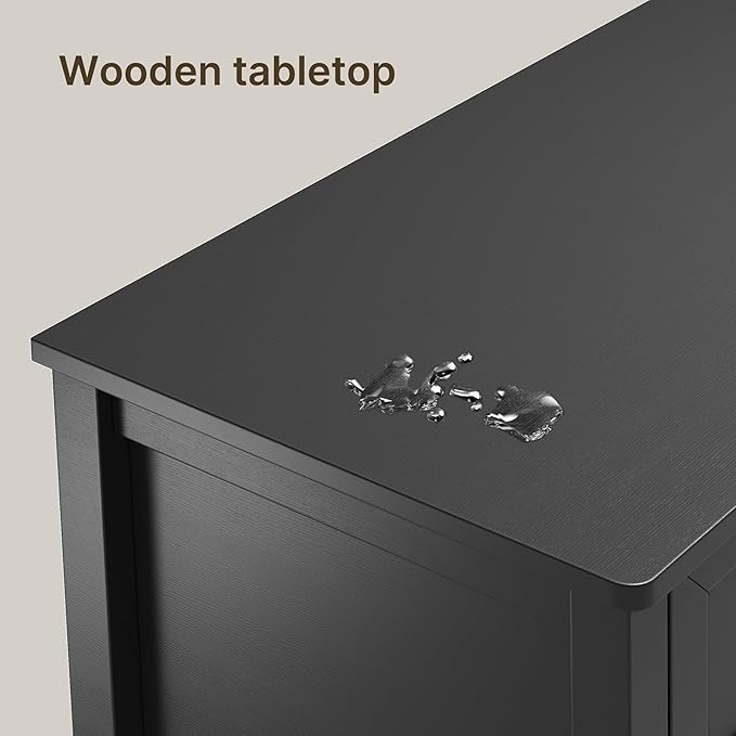 Gizoon 5 Drawer Dresser, 44.8" H Dresser for Bedroom, Wood Chest of Drawers, Storage Cabinet, Smooth Rail, Metal Handles, Anti-tip Device, for Living Room, Hallway, Black