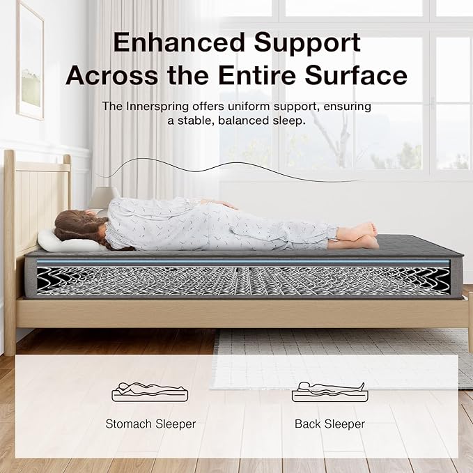 Novilla Twin XL Mattress, 6 Inch Twin XL Hybrid Mattress in a Box with Bonnell Spring & Gel Memory Foam for Pain Relief & Spine Support & Cooling Night Sleep, CertiPUR-US Certified Kids Mattresses