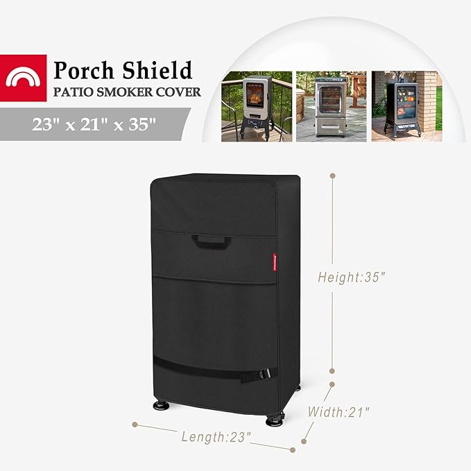 Porch Shield 30 Inch Electric Smoker Cover for Masterbuilt Smoker, Waterproof Heavy Duty Outdoor Smoker Grill Covers 23W x 21D x 35H inch, Black