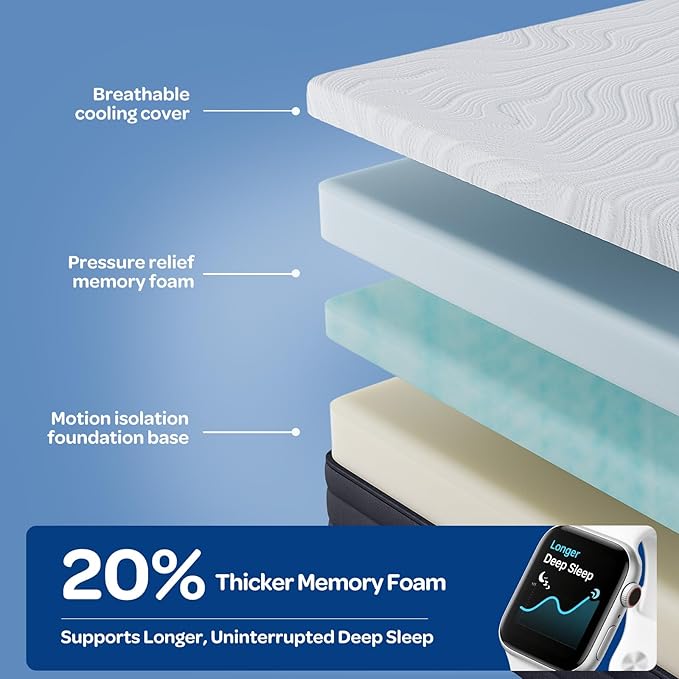 OhGeni 10 Inch Twin Size Mattress, Cooling Gel Memory Foam, Single Bed Mattresses in a Box, Cool Surface Touch, Medium,Ergonomic Support & Pressure Relief, CertiPUR-US Certified Foam, Designed in USA