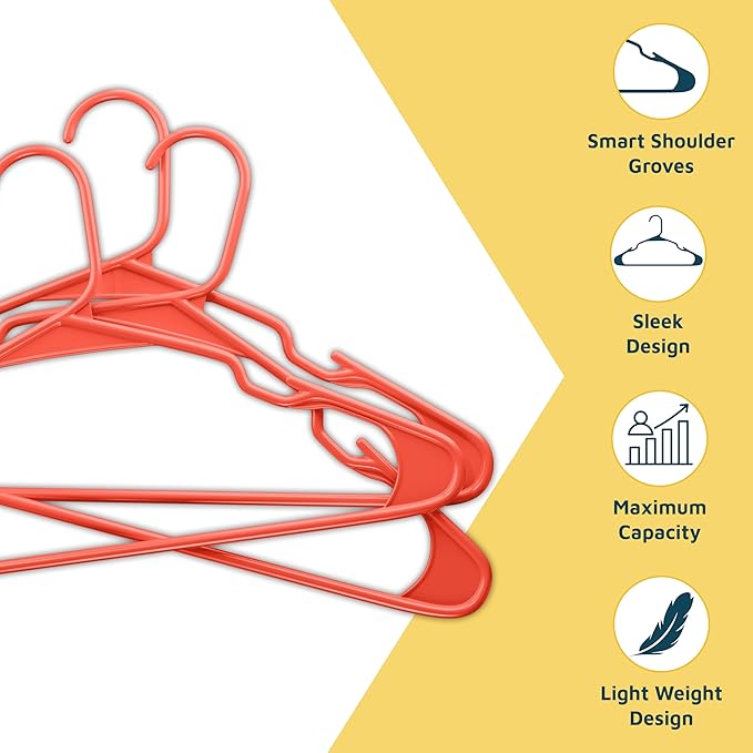 Plastic Clothes Hangers – Heavy Duty Hanger Set, for Organizing Clothes, Dresses, and Coat, Holds Up to 5 lbs, Space-Saving Hangers with Non-Slip Shoulder Grooves, Pack of 100, Brown
