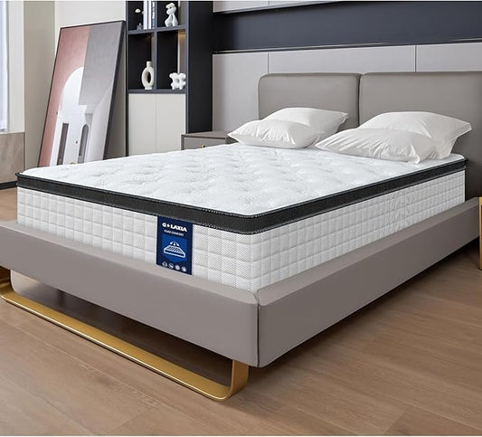 12 Inch White Full Spring Mattress,Medium Firm with Gel Memory Foam,Individually Pocketed Coil,Fiberglass-Free Fire Retardant CertiPUR-US Certified,75"*54"*12"