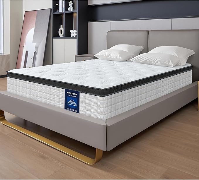 12 Inch White Twin Spring Mattress,Medium Firm with Gel Memory Foam,Individually Pocketed Coil,Fiberglass-Free Fire Retardant CertiPUR-US Certified,75"*39"*12"