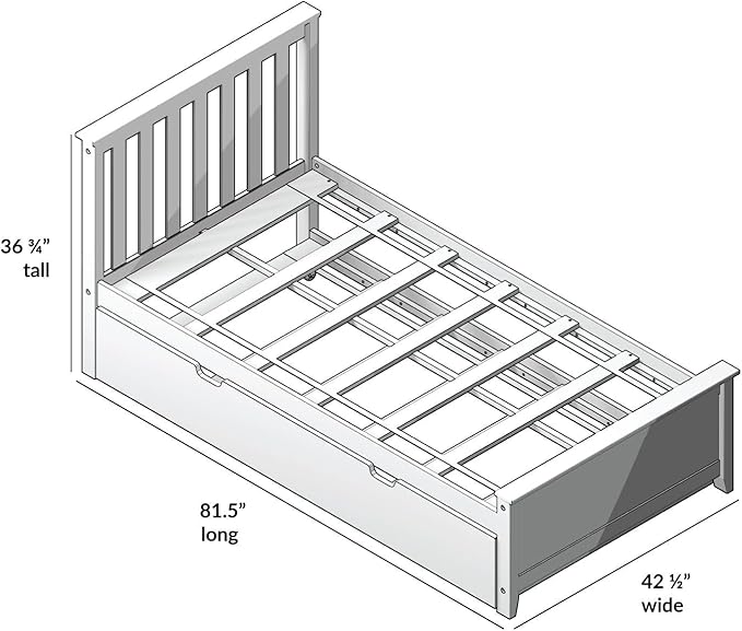 Max & Lily Twin Bed, Wood Bed Frame with Headboard For Kids with Trundle, Slatted, Espresso